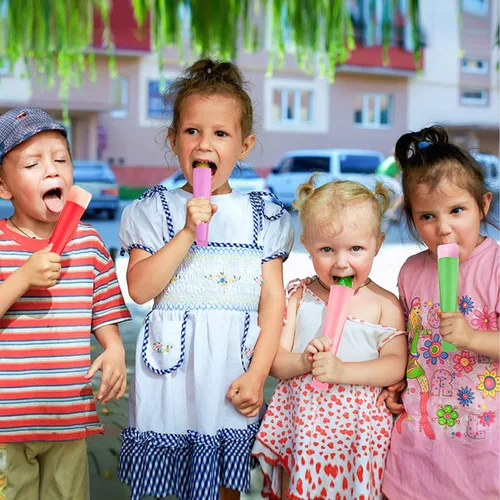 Miniatura 6 de 6 moldes para paletas de hielo, moldes de silicona para niños, tubos reutilizables para congelador, molde multicolor para paletas de hielo, máquina