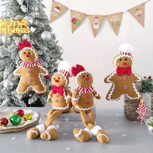 Miniatura 6 de BALONAR Figuras de Hombre de Jengibre de Peluche de Navidad de 15 Pulgadas de Tamaño Grande Niño Niña con Sombrero de Chef Moño Adorno de Navidad