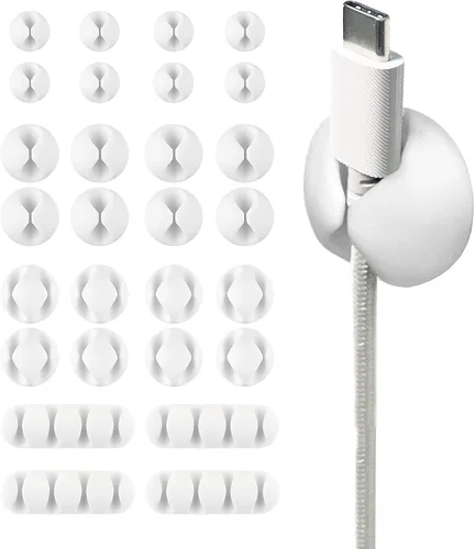 Miniatura 11 de Clips de cable Wrap-It Storage - (Surtido de 28 unidades) Negro - Organizador de cables para escritorio y mesita de noche para teléfono y mesa