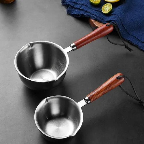 Miniatura 5 de Olla de calentamiento de mantequilla, mini calentador de mantequilla de acero inoxidable con mango de calor para mantequilla derretida, leche al