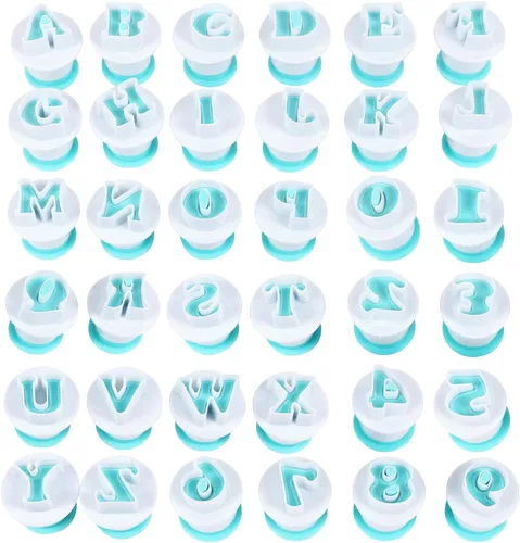 Miniatura 3 de BENBO - Juego de moldes para tartas con números de letras del alfabeto, 36 piezas para fondant, azúcar, manualidades, sello de galletas, impresión