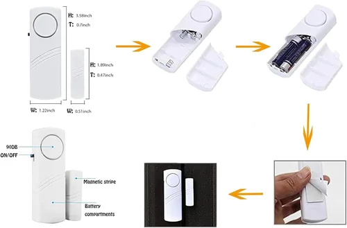 Miniatura 6 de Paquete de 4 alarmas de seguridad para puertas y ventanas para la seguridad de los niños, alarma antirrobo para el hogar y la oficina