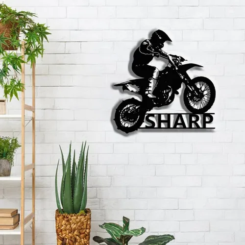 Miniatura 4 de Letrero de metal personalizado para motocicleta, arte de pared de metal para motocicleta, letreros de nombre de motociclista personalizados