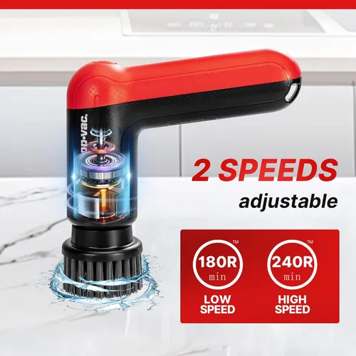 Miniatura 5 de Shop-Vac Limpiador giratorio inalámbrico, cepillo de limpieza eléctrico de 2 velocidades (180/240 RPM) con 5 cabezales multisuperficie, batería