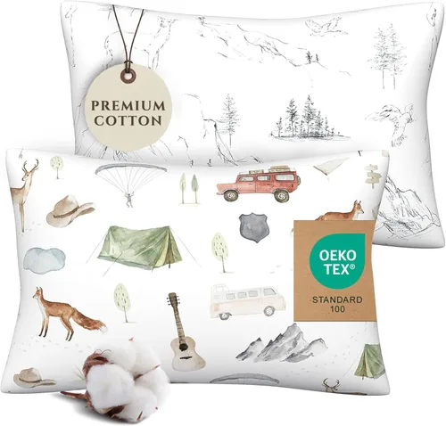 Miniatura 9 de Pobi Baby - Funda de almohada de algodón de 13 x 18 pulgadas, funda de almohada pequeña de alta calidad para niños y bebés, cómoda funda de almohada