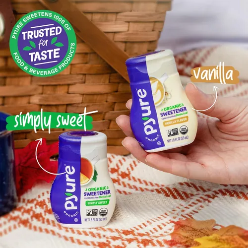 Miniatura 8 de Pyure Edulcorante líquido orgánico de estevia de vainilla Gotas de stevia sin azúcar Sustituto del azúcar cetogénico Cero calorías, cero