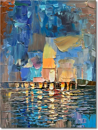 Miniatura 9 de Limiyer Arte pintado a mano moderno arte abstracto pintura al óleo blanco y marrón textura gruesa lienzo arte pintura al óleo sala de estar