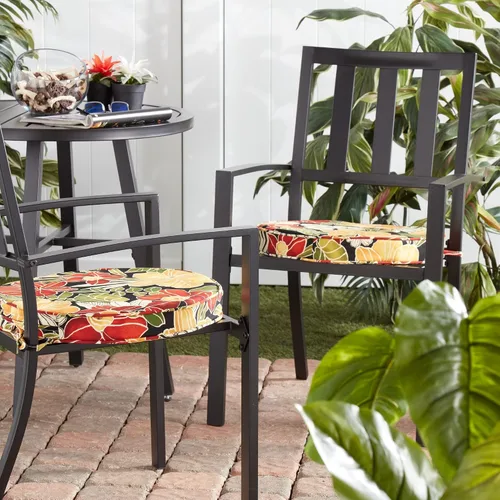 Miniatura 2 de Cojín redondo reversible para asiento de comedor de 18 pulgadas (paquete de 2), Aloha Black Floral