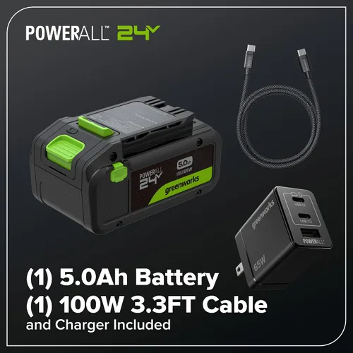 Miniatura 12 de Greenworks Soplador de hojas axial sin escobillas de 24 V (515 CFM/130 MPH), volumen de aire extremo para hojas húmedas, residuos pesados y limpieza