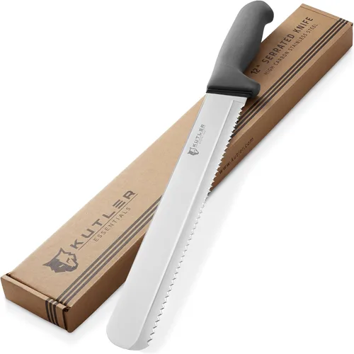 KUTLER Profesional Cuchillo de Pan de 12 Pulgadas y Cortador de Pastel con Borde Serrado - Cuchillería de Acero Inoxidable Ultra Afilada
