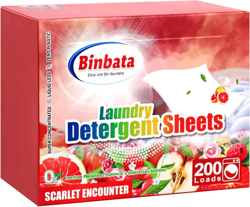 Miniatura 11 de Binbata Hojas de detergente para ropa, 200 cargas, aroma cítrico, hipoalergénicas, ecológicas, biodegradables, sin plástico, sin líquido, aptas