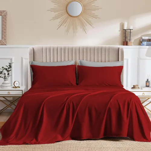 Miniatura 14 de CASA LINEN Alaskan King - Juego de sábanas de 4 piezas de 1000 hilos, juego de sábanas de lujo más suave de hasta 15 pulgadas de profundidad, 100%