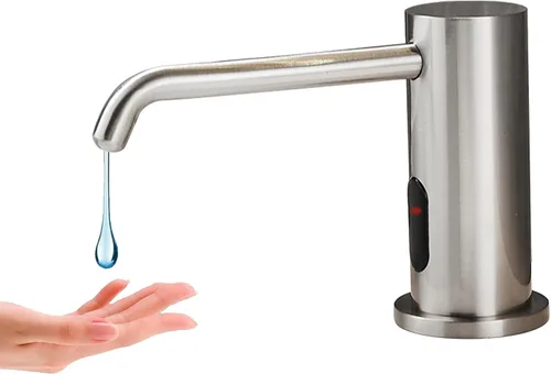 Miniatura 9 de Dispensador de jabón para platos para fregadero de cocina de níquel cepillado, dispensador de jabón para debajo del fregadero con cabezal de bomba