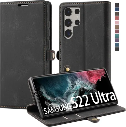 Miniatura 19 de Funda tipo cartera para Samsung Galaxy S22 5G con tarjetero y función atril, bloqueo magnético RFID, funda de piel con tapa para Galaxy S22 5G