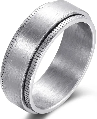 Miniatura 8 de Anillo giratorio giratorio de acero inoxidable 316L de 0.316 pulgadas para hombres y mujeres, cadena para aliviar la ansiedad, llave griega, runas
