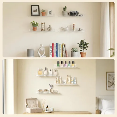 Miniatura 7 de Lifewit Estantes flotantes para pared, paquete de 8 estantes acrílicos transparentes de 15 pulgadas, decoración de habitación