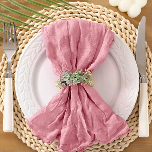 Miniatura 12 de Socomi Servilletas de Gasa Rosa para Otoño y Acción de Gracias, Tela de Queso, Conjunto de 10 Servilletas Lavables de Boho para Cena, Ideales
