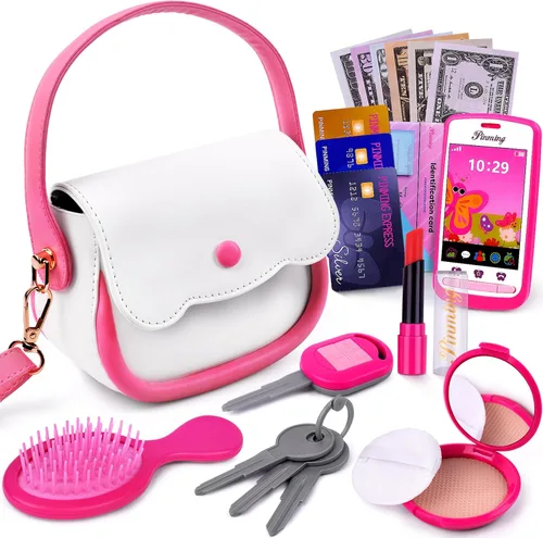 GJZZ Bolsa de juego para niñas pequeñas, juego de monedero para niños pequeños, juguetes de maquillaje para niñas de 3, 4, 5, 6, 7 años, regalo de
