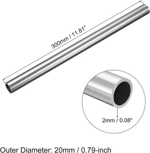 Miniatura 94 de uxcell Tubo de acero inoxidable 304, diámetro exterior de 34 mm x 1,5 mm de espesor de pared, 300 mm de longitud de tubería metálica para maquinaria
