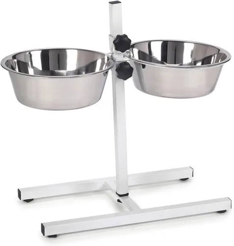 Miniatura 3 de ProSelect - Tazón ajustable de acero inoxidable para perros con dos cuencos de comida para mascotas
