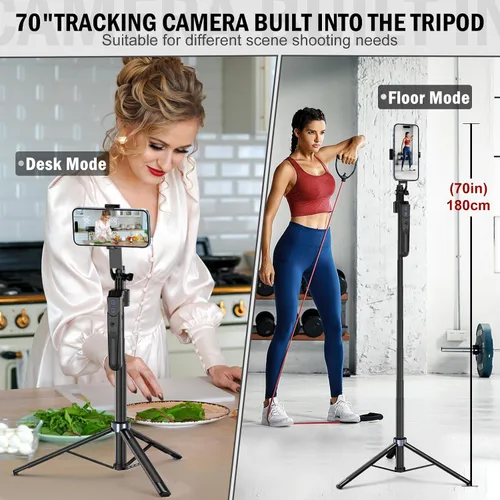 Miniatura 2 de Trípode de seguimiento facial automático con rotación de 360 grados con soporte, soporte para trípode Android y iPhone con control remoto y gestos