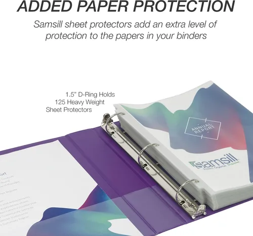 Miniatura 345 de Samsill - Carpeta duradera de 5 pulgadas, fabricada en los Estados Unidos, con anillos en D, transparente y personalizable, color blanco