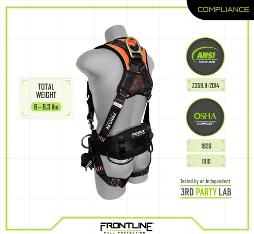 Miniatura 5 de Arnés de cuerpo completo Frontline Correas para trauma por suspensión Cumple con OSHA y ANSI