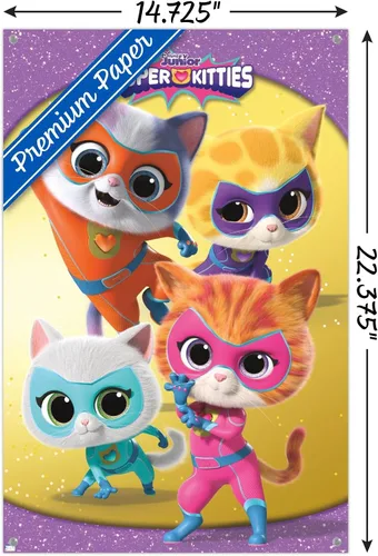 Miniatura 3 de Trends International Disney Junior Super Kitties - Póster de pared de grupo, 14.72 x 22.37 pulgadas, paquete de póster premium y alfiler