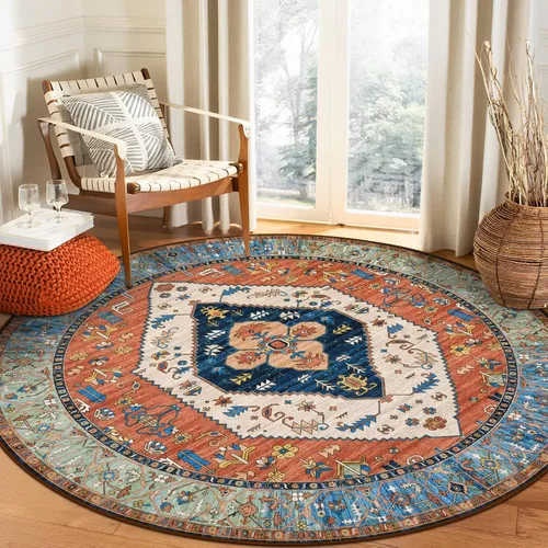 Miniatura 20 de Lahome - Tapete con diseño bohemio, pequeño, antideslizante, lavable, ultradelgado, con estampado oriental desgastado, para entrada, cocina
