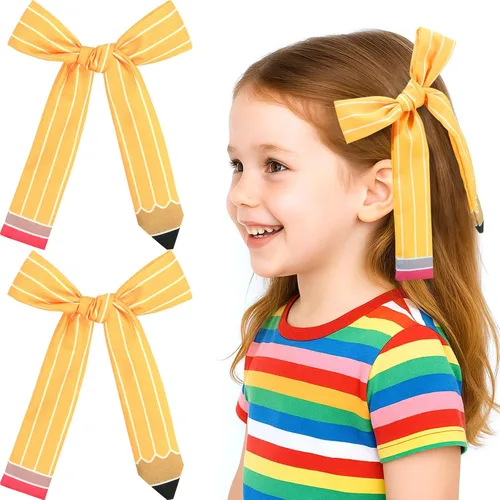 Miniatura 7 de 2 piezas de lazos largos de cinta para niñas, clip de pelo de seda, lazo de cinta para el pelo, accesorios para el cabello para bebés, niños Azul