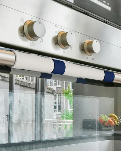 Miniatura 5 de Juego de 2 fundas para manijas de puerta de refrigerador con rayas azul marino para lavavajillas, microondas, horno, nevera, estufa