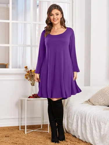 Miniatura 4 de BELAROI Vestido informal acampanado suelto de manga 34 para mujer