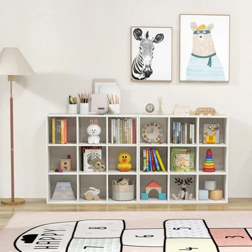 Miniatura 2 de Costzon Organizador de almacenamiento de juguetes de 9 cubos, estantería de madera de 4 niveles para almacenamiento de libros y juguetes, estante