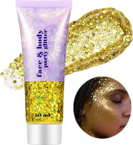 Miniatura 25 de Go Ho Gel de purpurina púrpura de sirena, purpurina holográfica para el cabello morado para niños y mujeres, lentejuelas gruesas para ojos, labios