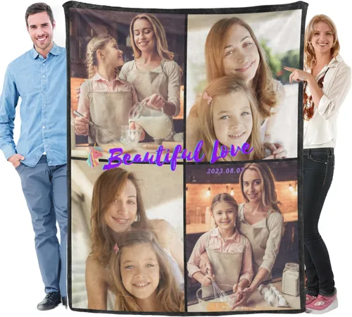 Miniatura 14 de Manta de franela personalizada con fotos, envío de texto al día siguiente, regalos personalizados perfectos para madre, padre, esposa, hombres, 3