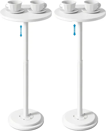 Miniatura 9 de Mesa auxiliar pequeña con altura ajustable y diseño resistente, mesas de Martini con pedestal para espacios pequeños, sofá, sala de estar, Marrón