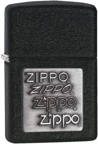 Miniatura 26 de Encendedor de bolsillo Zippo negro mate con diseño de logo de Zippo Logotipo de oro mate negro