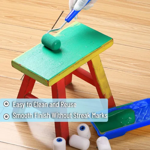 Miniatura 6 de Bates - Kit de rodillos de pintura de espuma de 2 pulgadas, 10 piezas, kit de rodillos de pintura pequeños, 1 bandeja de pintura de plástico, 2 Azul