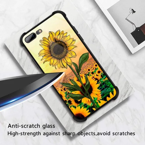 Miniatura 2 de ZHEGAILIAN Funda para iPhone 7/8 Plus, protección de grado militar, esquinas a prueba de golpes, funda antiarañazos para iPhone 7/8 Plus, girasol