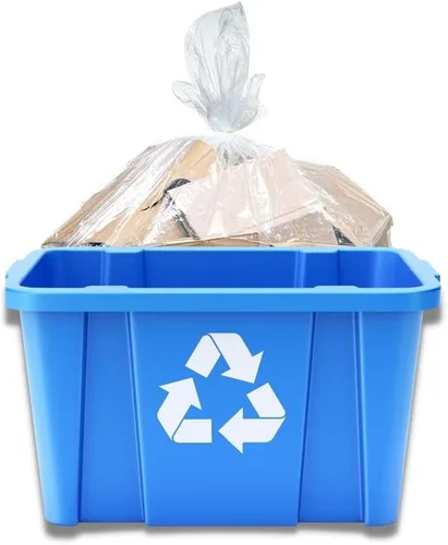 Plasticplace Bolsas de basura transparentes para reciclaje de 14 galones │ Revestimientos para cubos de basura de 1.2 mil │ 21 x 16 x 27 pulgadas