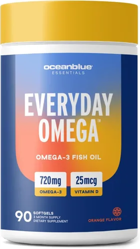 Miniatura 12 de Oceanblue Omega-3 para mujeres, aceite de pescado sin eructos, 720 mg con vitamina D3, apoyo cardíaco e inmunológico, destilado molecularmente