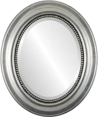 Miniatura 21 de OVALCREST Espejo de pared ovalado biselado para decoración del hogar, estilo patrimonial, espray plateado, dimensiones exteriores de 25 x 29 pulgadas