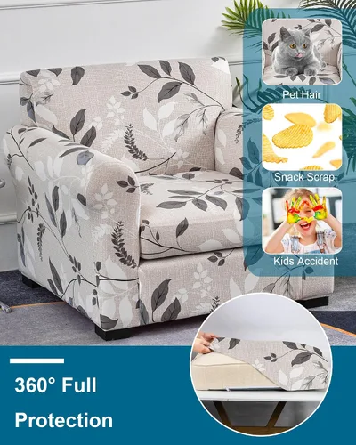 Miniatura 5 de CRFATOP Fundas elásticas para sillón de 2 plazas suaves con diseño floral para perros, fundas elásticas para sillón de 1 plaza, fundas lavables