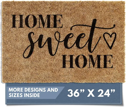 Miniatura 21 de Barnyard Designs Felpudo de bienvenida para exteriores, alfombra grande de entrada para puerta principal, marrón (Home Sweet Home, 30" x 17")