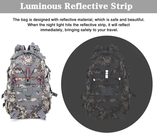 Miniatura 4 de LIMHOO Mochila táctica para motocicleta, bolsa militar Molle, mochila EDC para senderismo, ciclismo, camping, senderismo, caza, viajes, con correas