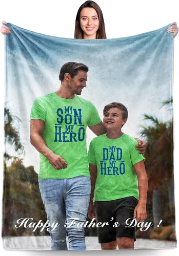 Miniatura 12 de Regalos personalizados de cumpleaños para el día del padre para el mejor papá de parte de hija, hijo, esposa, niños, manta personalizada para papá