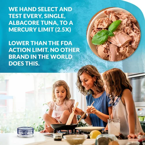 Miniatura 3 de Safe Catch Atún Albacora Salvaje Enlatado Bajo en Mercurio Filete de Atún Enlatado Sin Gluten Alimento Keto Sin OMG Kosher Apto para Paleo Alto
