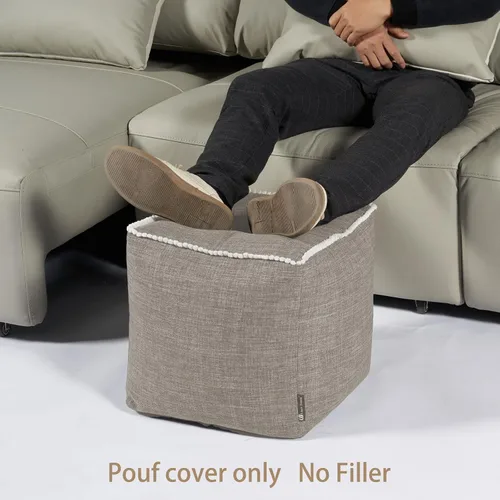 Miniatura 4 de Louis Donné Funda otomana de almacenamiento sin relleno de 45 x 45 pulgadas, lino de algodón, para bricolaje, reposapiés decorativo para sala
