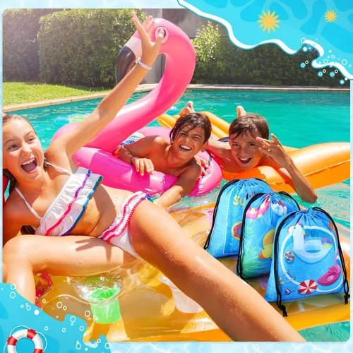 Miniatura 7 de Boao 12 bolsas con cordón para fiesta en la piscina, regalo de playa, bolsa de regalo para verano, fiesta temática de playa, suministros