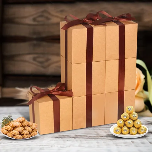 Miniatura 2 de Paquete de 50 cajas de regalo pequeñas, cajas de regalo de 2 x 2 x 2 pulgadas, cajas de regalo de papel marrón con tapas para regalos, manualidades
